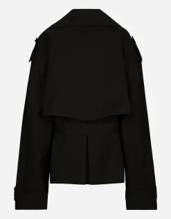 Double-breasted jacket with cotton belt