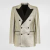 Double-breasted lamé jacquard tuxedo jacket