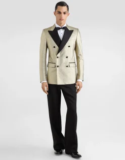 Double-breasted lamé jacquard tuxedo jacket