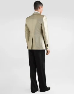 Double-breasted lamé jacquard tuxedo jacket