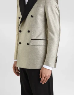 Double-breasted lamé jacquard tuxedo jacket