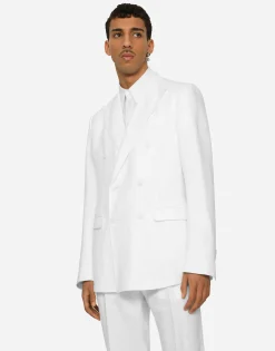 Double-breasted linen Taormina jacket