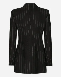 Double-breasted pinstripe woolen Turlington jacket