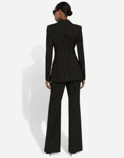 Double-breasted pinstripe wool Turlington jacket