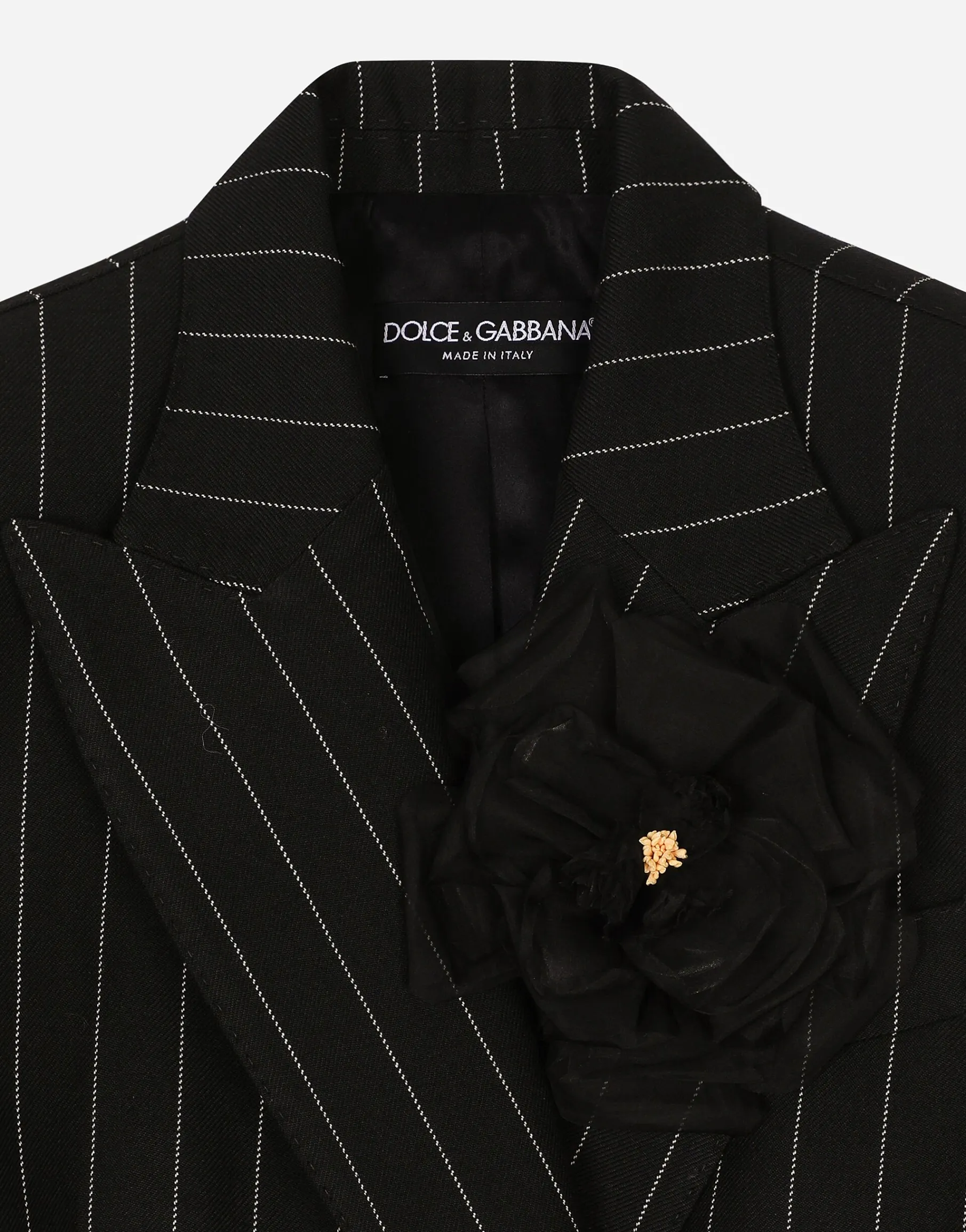 Double-breasted pinstripe woolen Turlington jacket