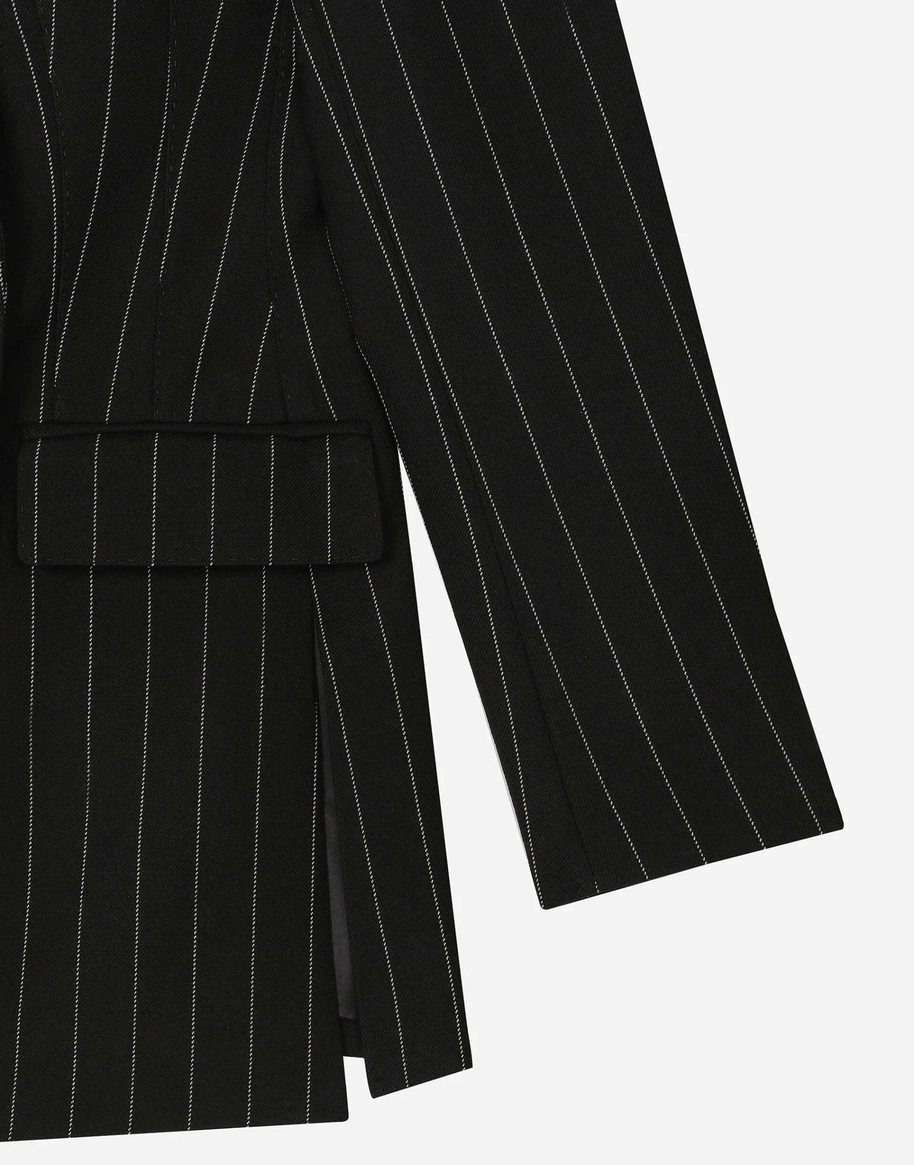 Double-breasted pinstripe woolen Turlington jacket