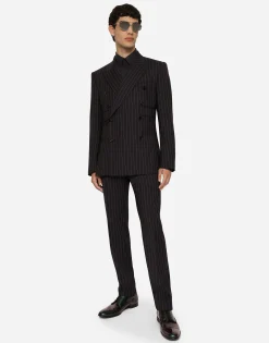 Double-breasted pinstripe stretch wool Sicily-fit suit