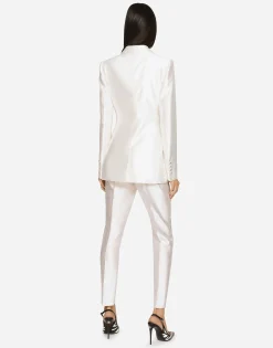 Double-breasted shantung Turlington blazer