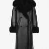 Double-breasted shearling coat