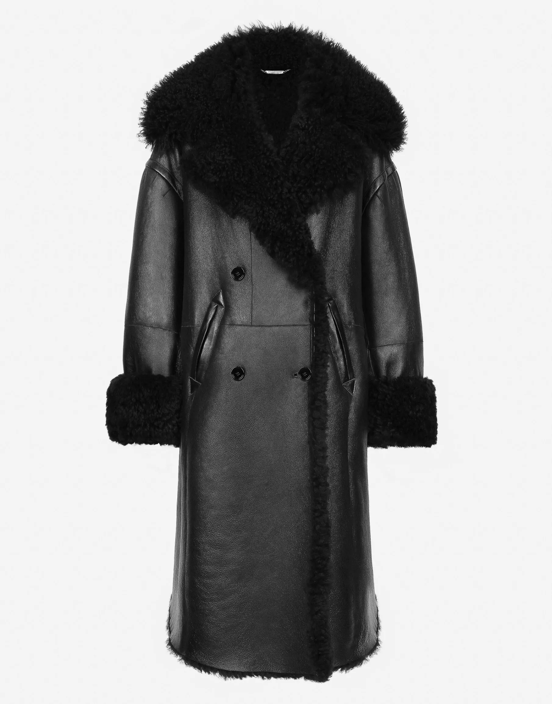 Double-breasted shearling coat