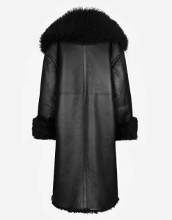 Double-breasted shearling coat