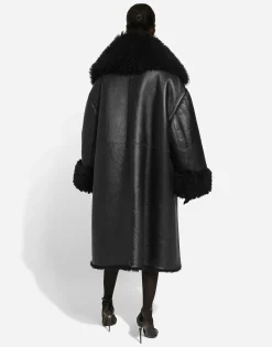 Double-breasted shearling coat