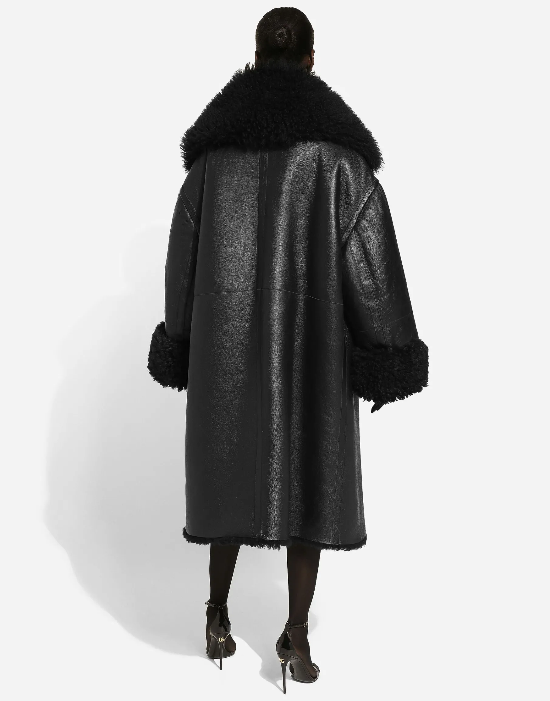 Double-breasted shearling coat