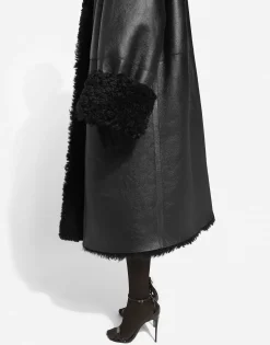 Double-breasted shearling coat