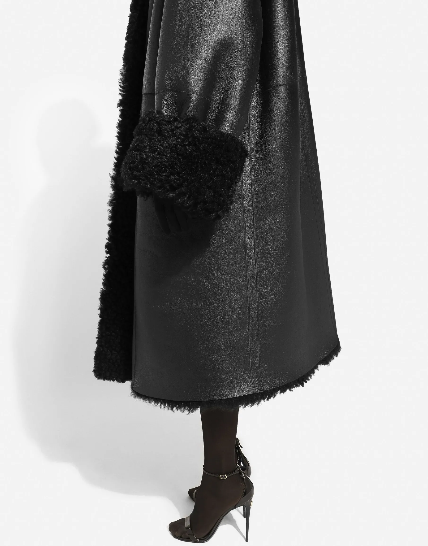 Double-breasted shearling coat