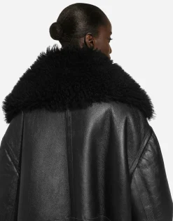 Double-breasted shearling coat