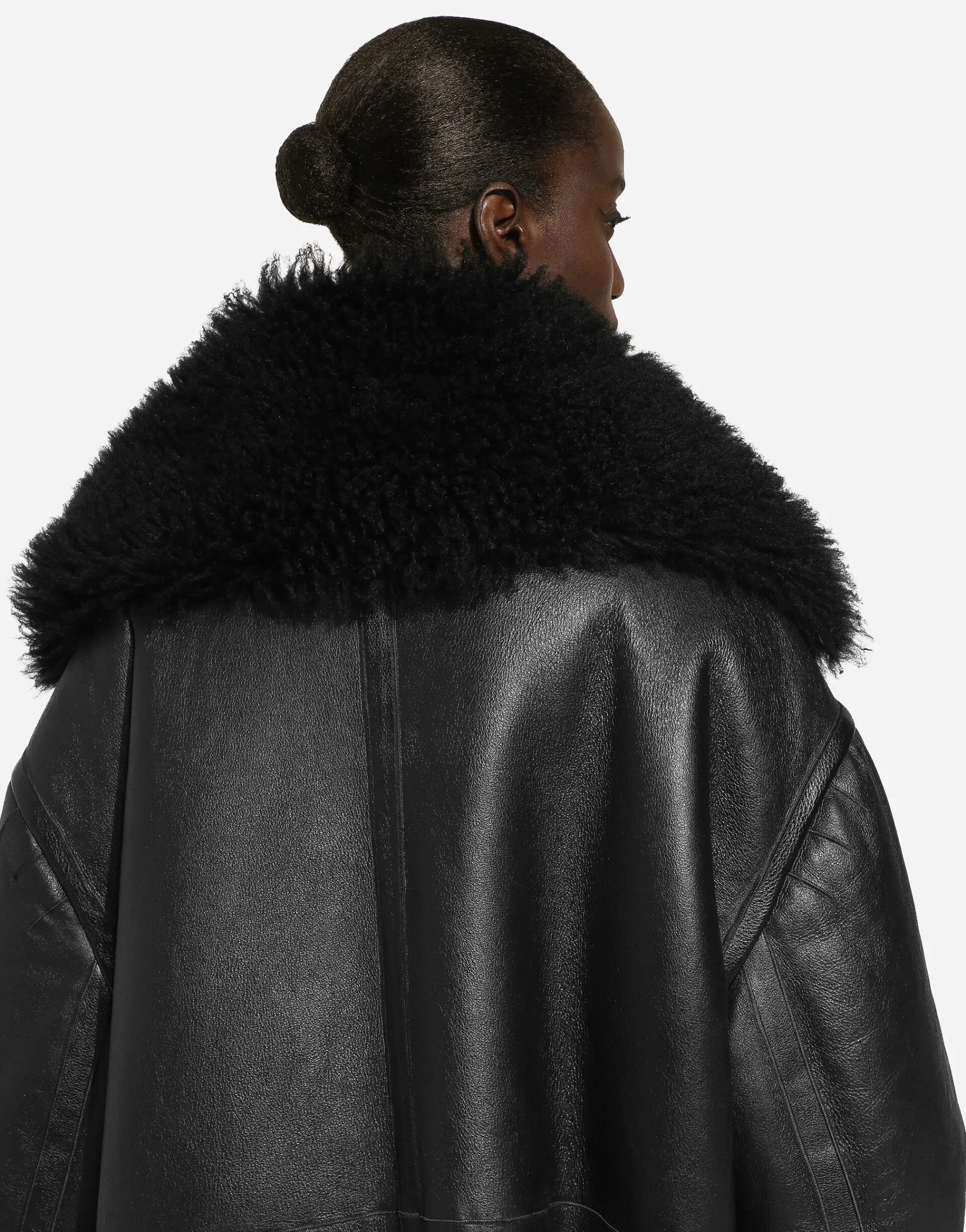 Double-breasted shearling coat
