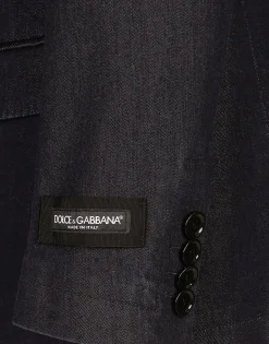 Double-breasted silk and cotton denim Taormina-fit jacket