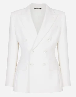 Double-breasted stretch wool crepe Dolce-fit jacket
