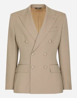 Double-breasted stretch wool Dolce-fit jacket