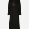 Double-breasted stretch wool crepe coat