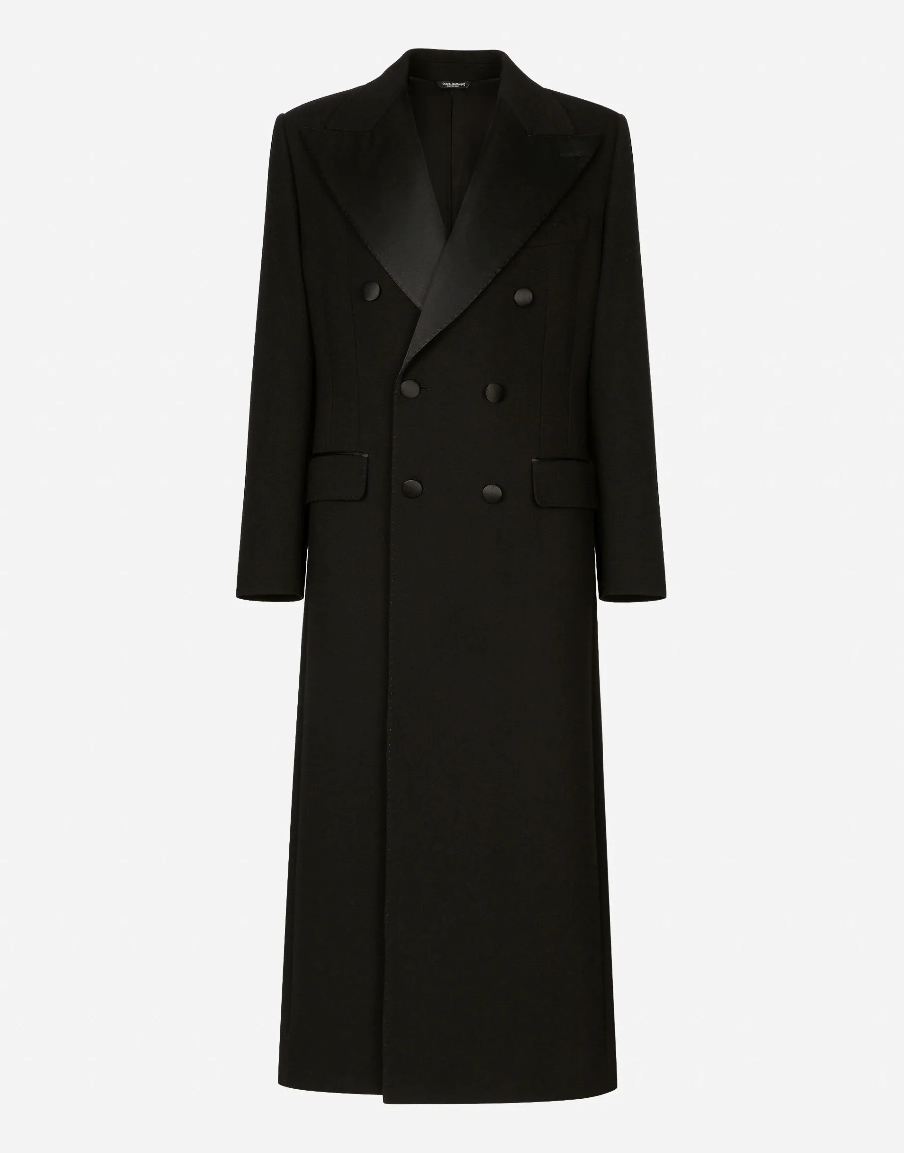 Double-breasted stretch wool crepe coat