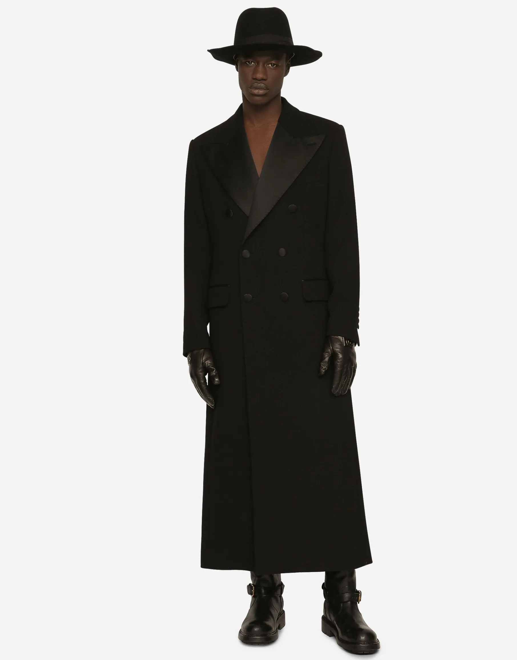 Double-breasted stretch wool crepe coat