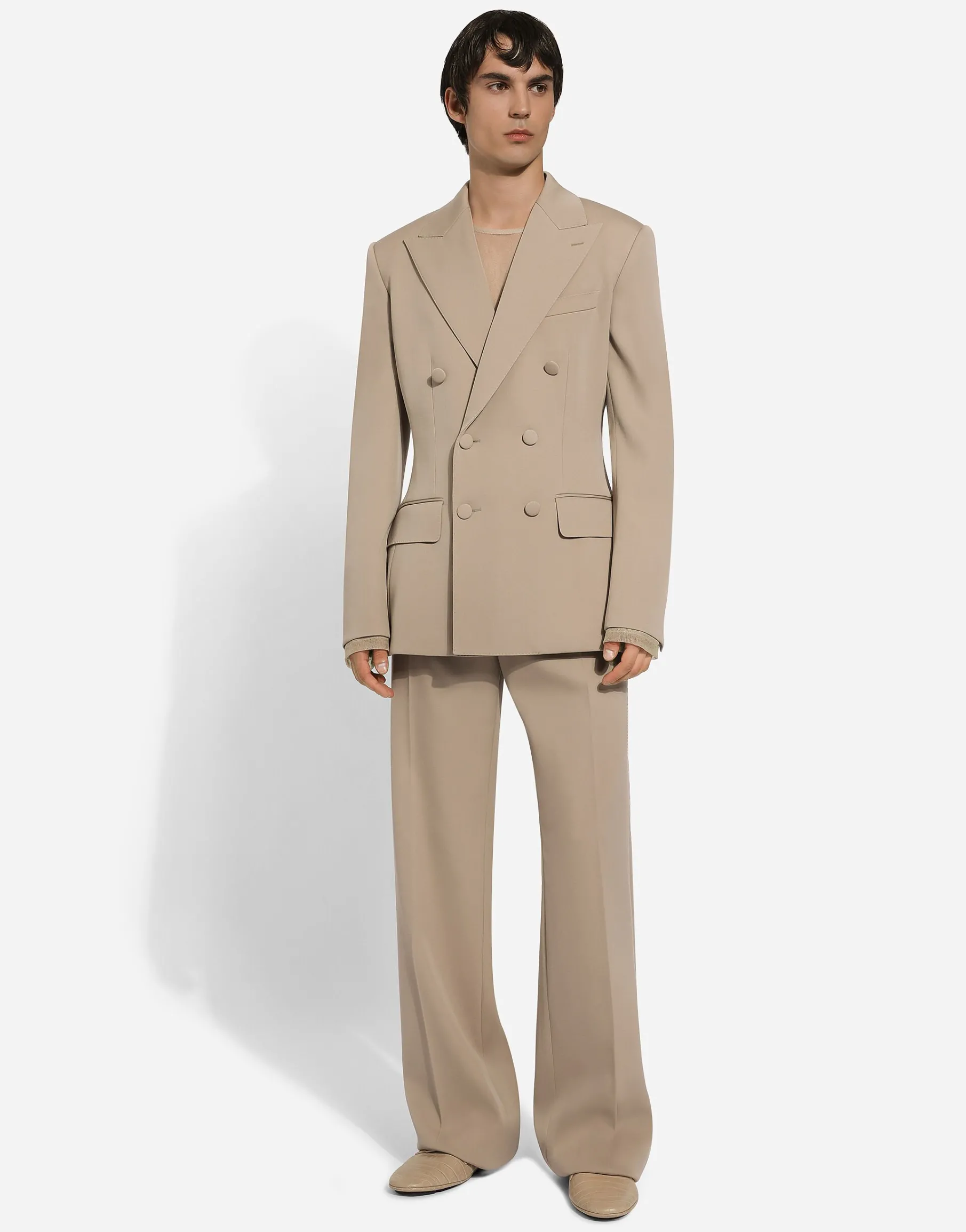 Double-breasted stretch wool Dolce-fit jacket