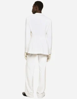 Double-breasted stretch wool crepe Dolce-fit jacket
