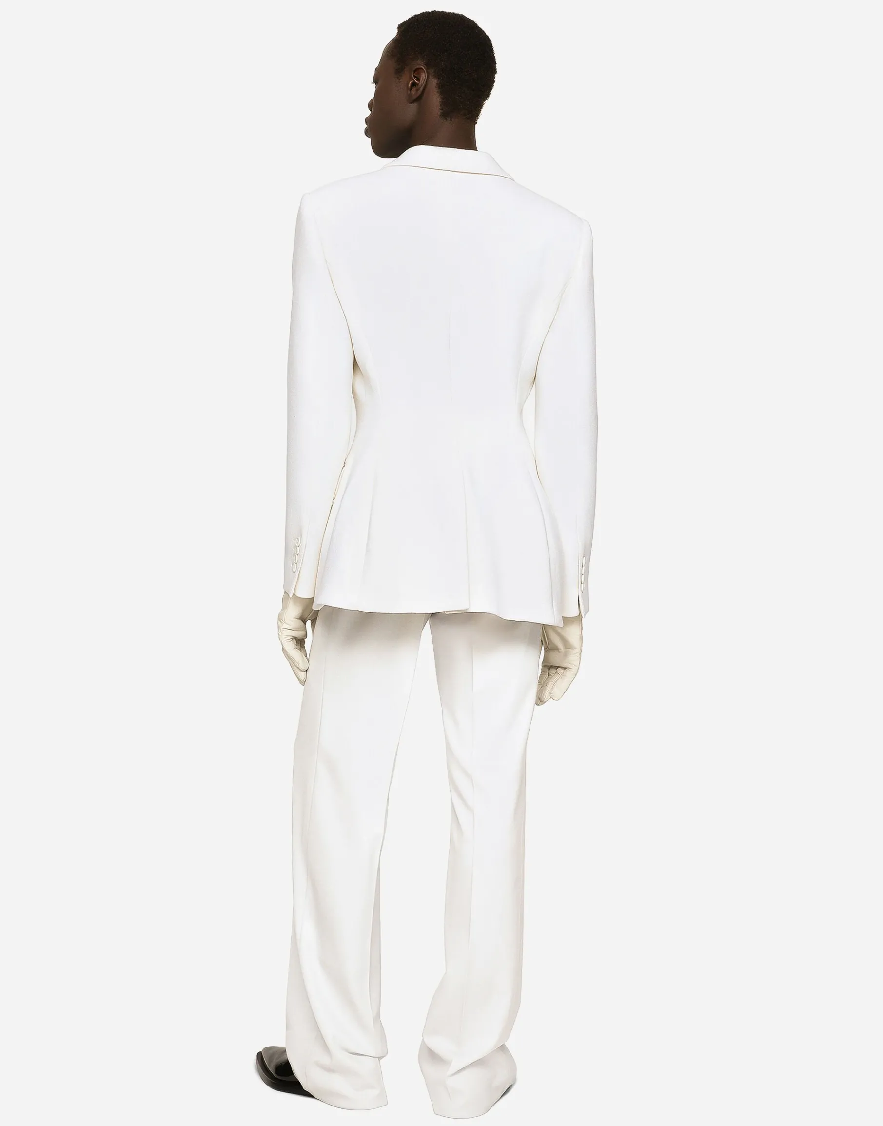 Double-breasted stretch wool crepe Dolce-fit jacket