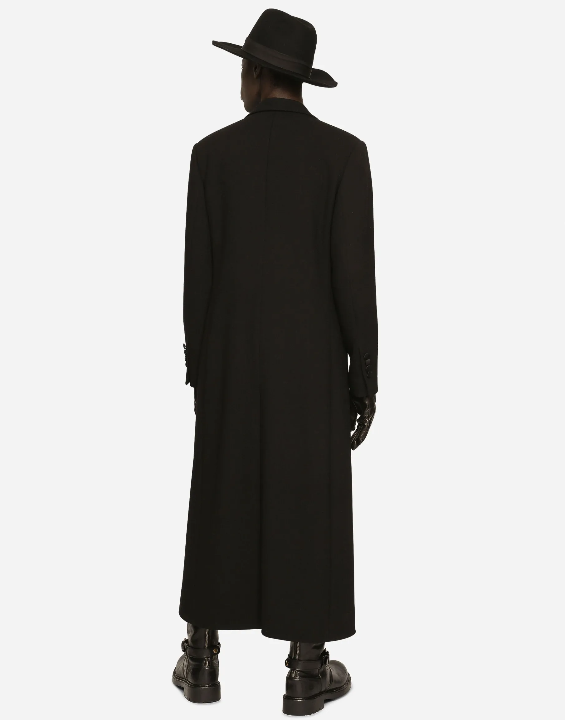 Double-breasted stretch wool crepe coat