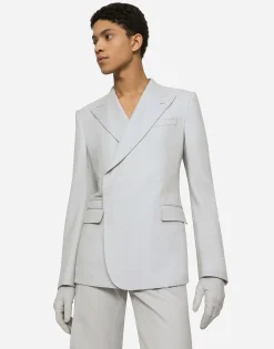 Double-breasted stretch wool Sicilia-fit jacket