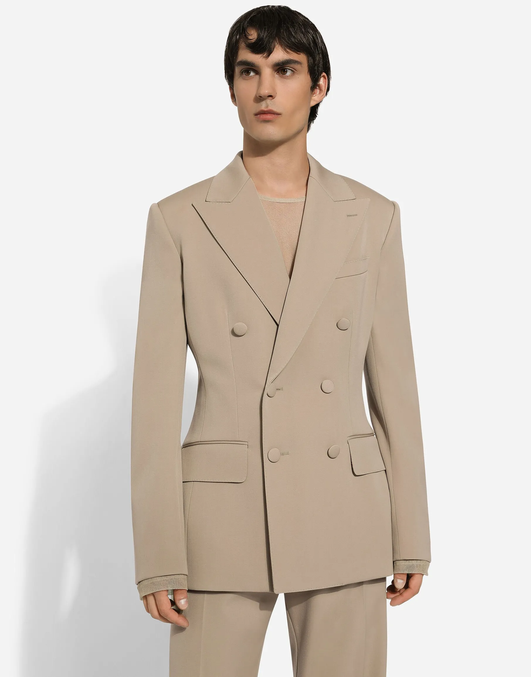 Double-breasted stretch wool Dolce-fit jacket