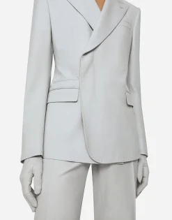 Double-breasted stretch wool Sicilia-fit jacket