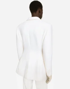 Double-breasted stretch wool crepe Dolce-fit jacket