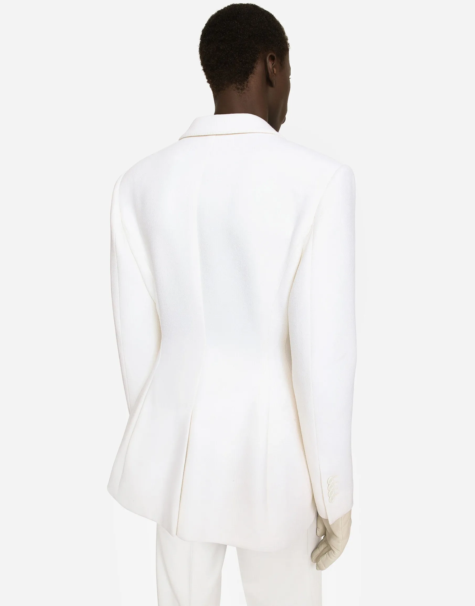 Double-breasted stretch wool crepe Dolce-fit jacket