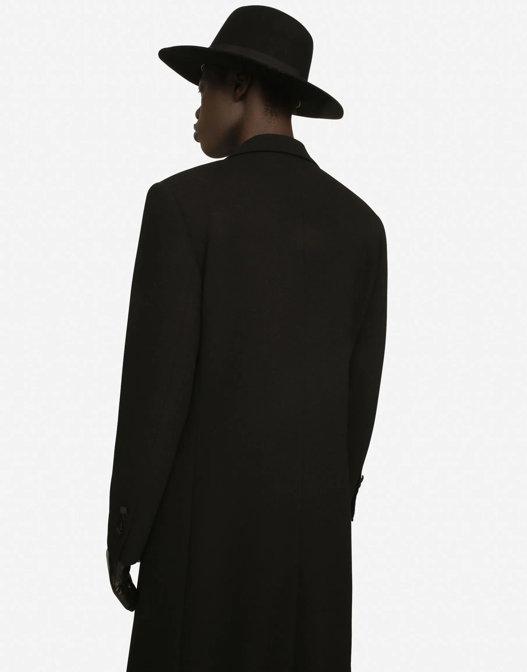 Double-breasted stretch wool crepe coat