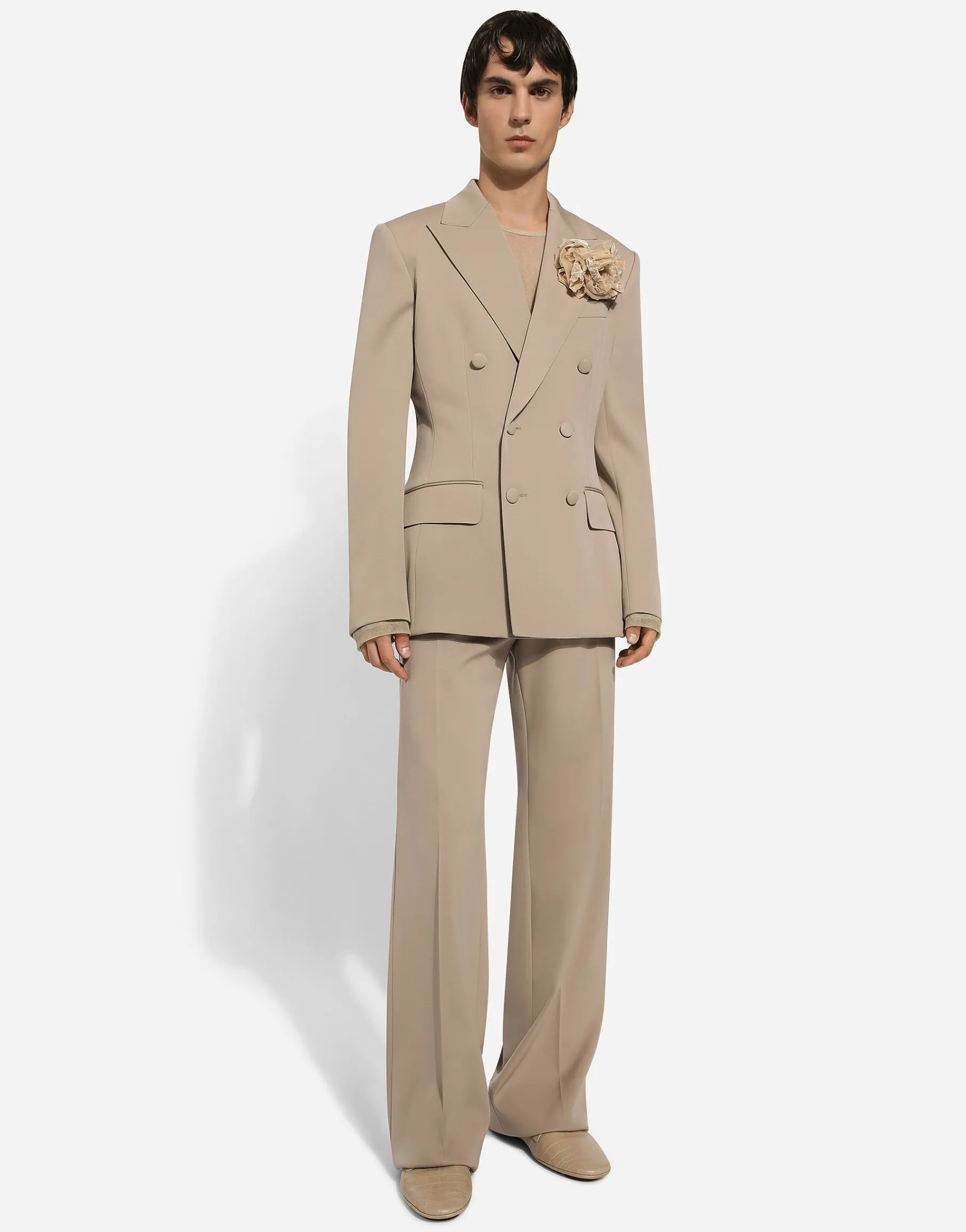 Double-breasted stretch wool Dolce-fit jacket