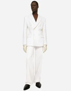 Double-breasted stretch wool crepe Dolce-fit jacket