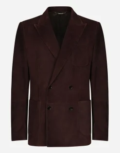 Double-breasted suede jacket
