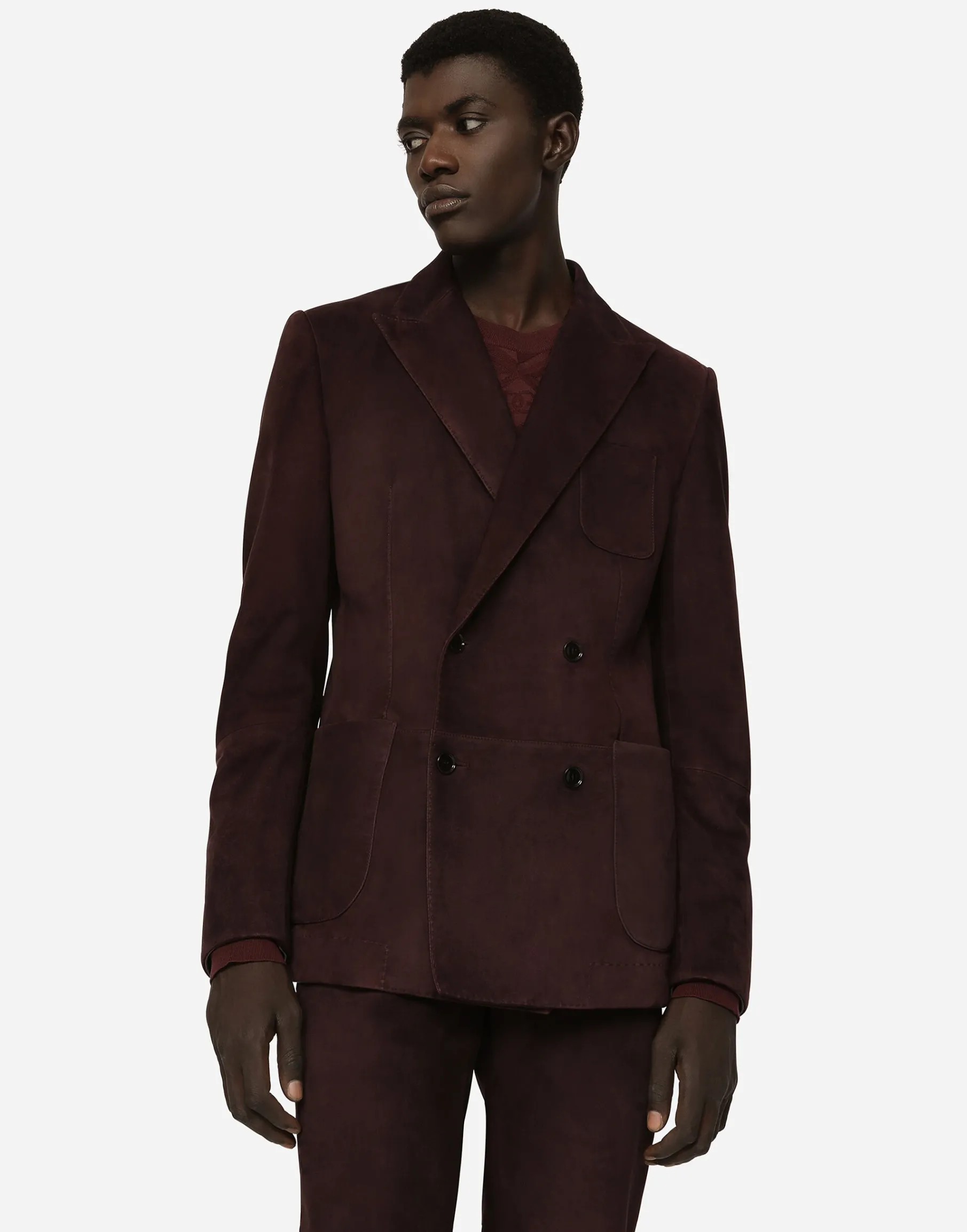 Double-breasted suede jacket