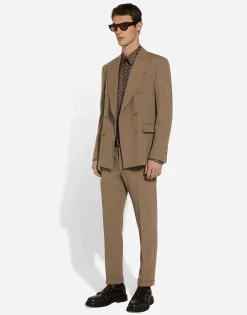 Double-breasted technical gabardine jacket