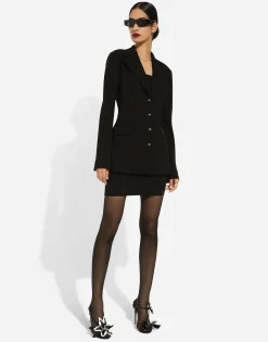 Double-breasted Turlington jacket in jersey Milano rib