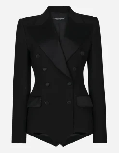 Double-breasted tuxedo jacket bodysuit