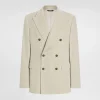 Double-breasted velvet jacket