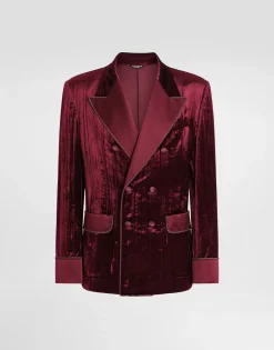Double-breasted velvet jacket