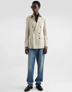 Double-breasted velvet jacket