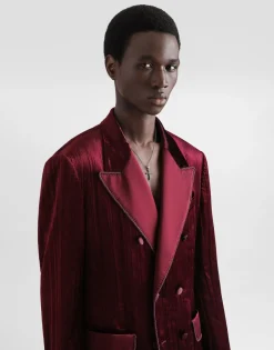 Double-breasted velvet jacket