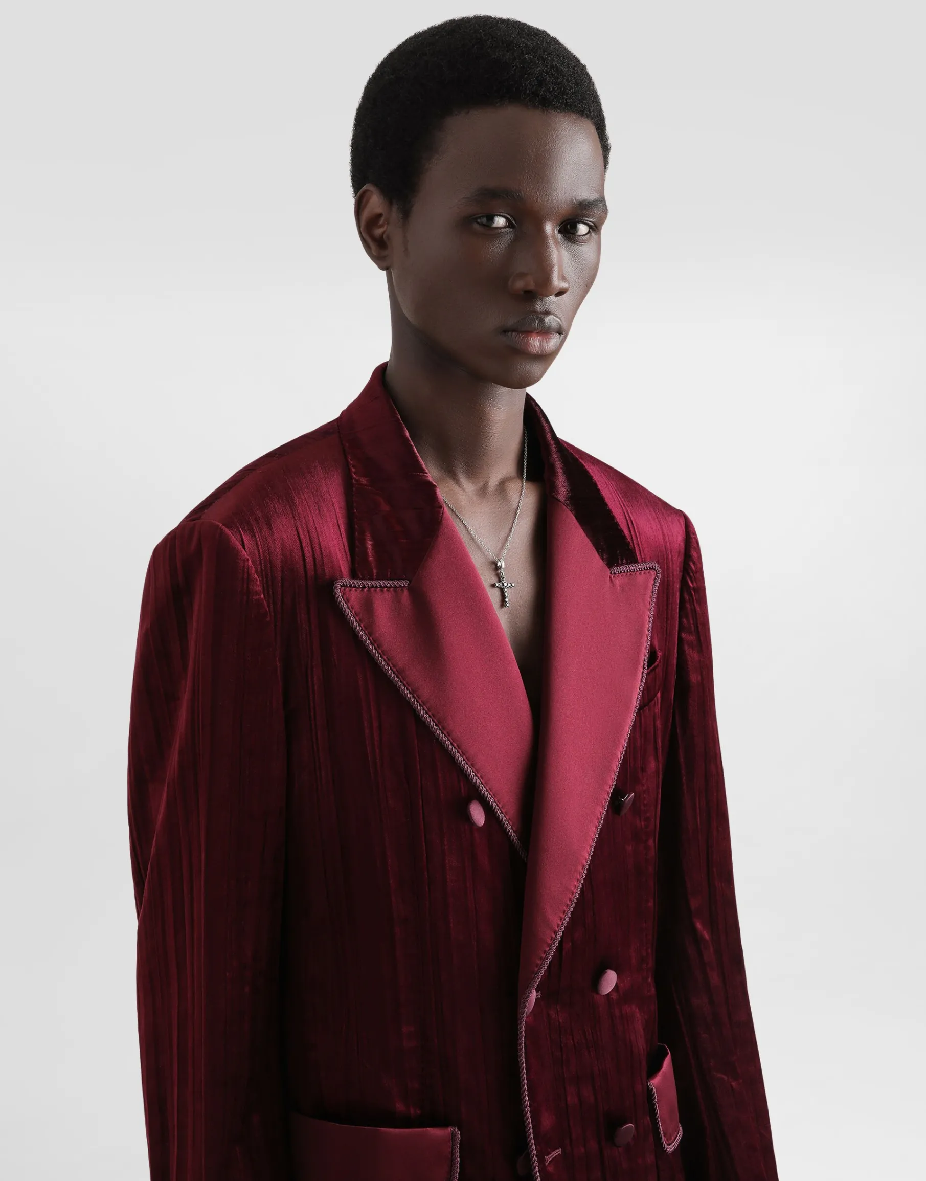 Double-breasted velvet jacket