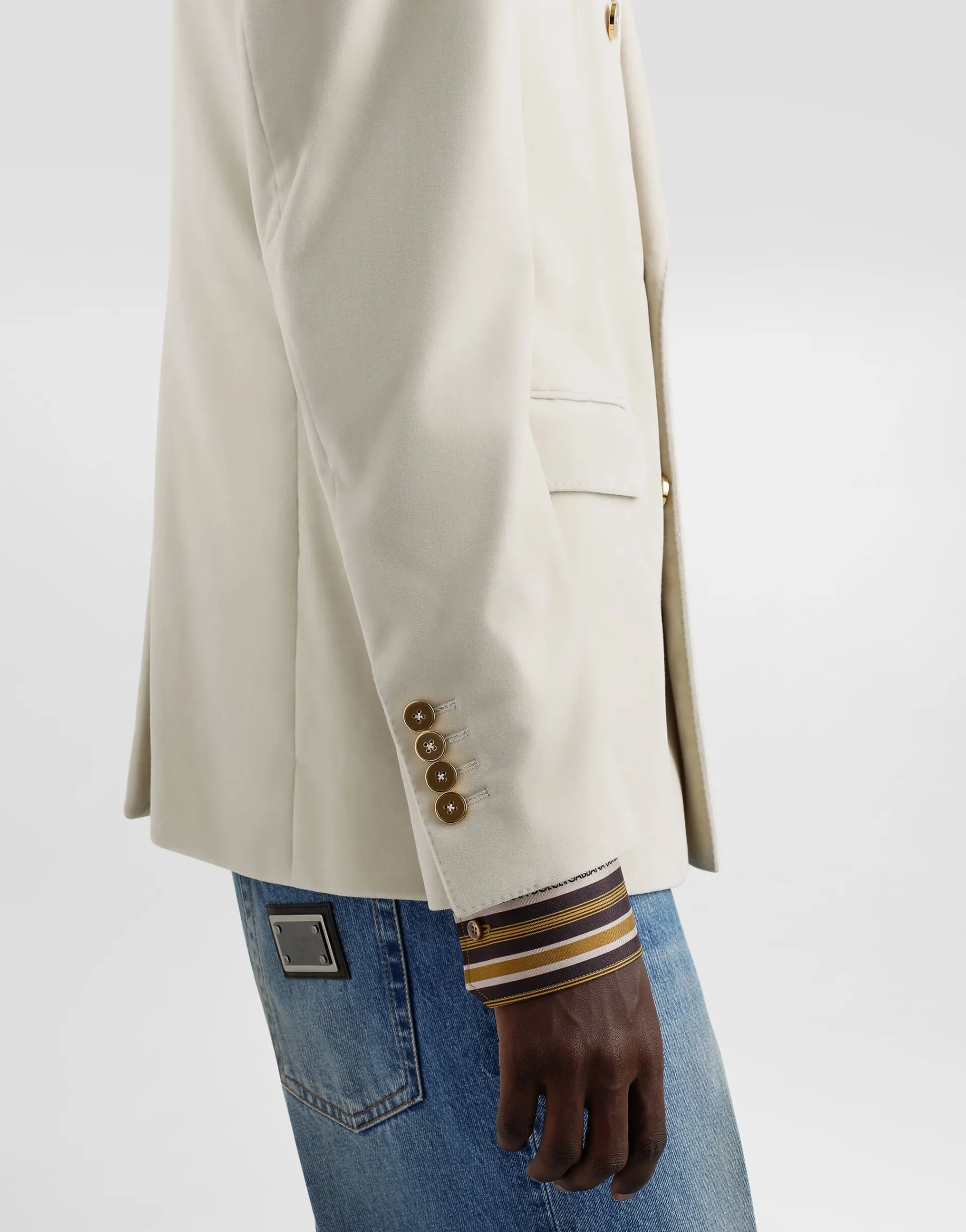 Double-breasted velvet jacket